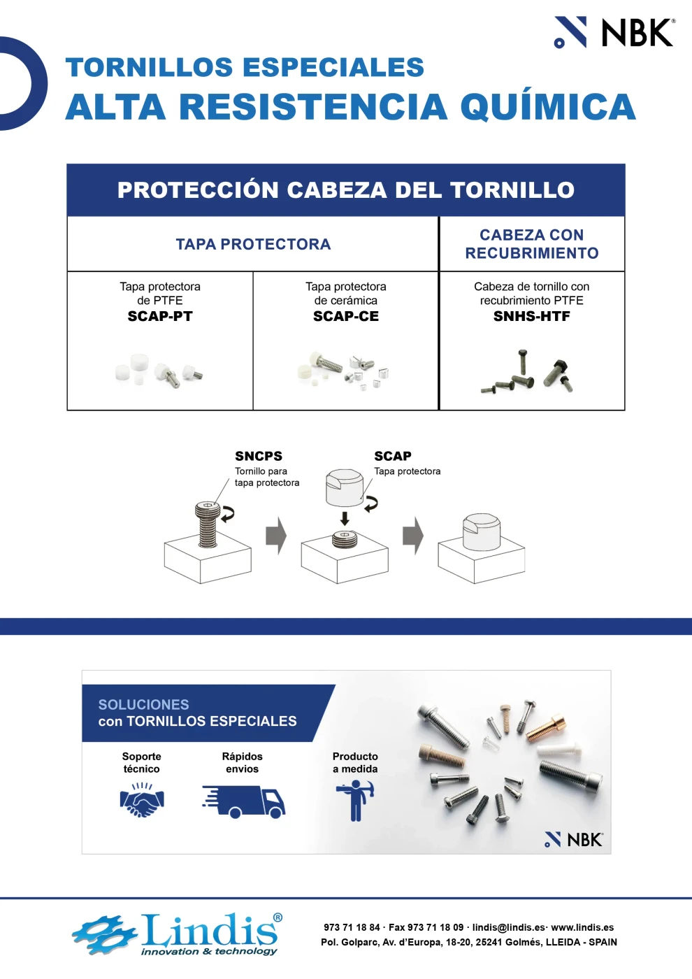 Materiales de tornillería NBK resistentes a productos químicos