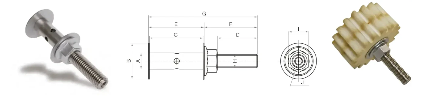 Eje de montaje para engranajes rectos lubricados